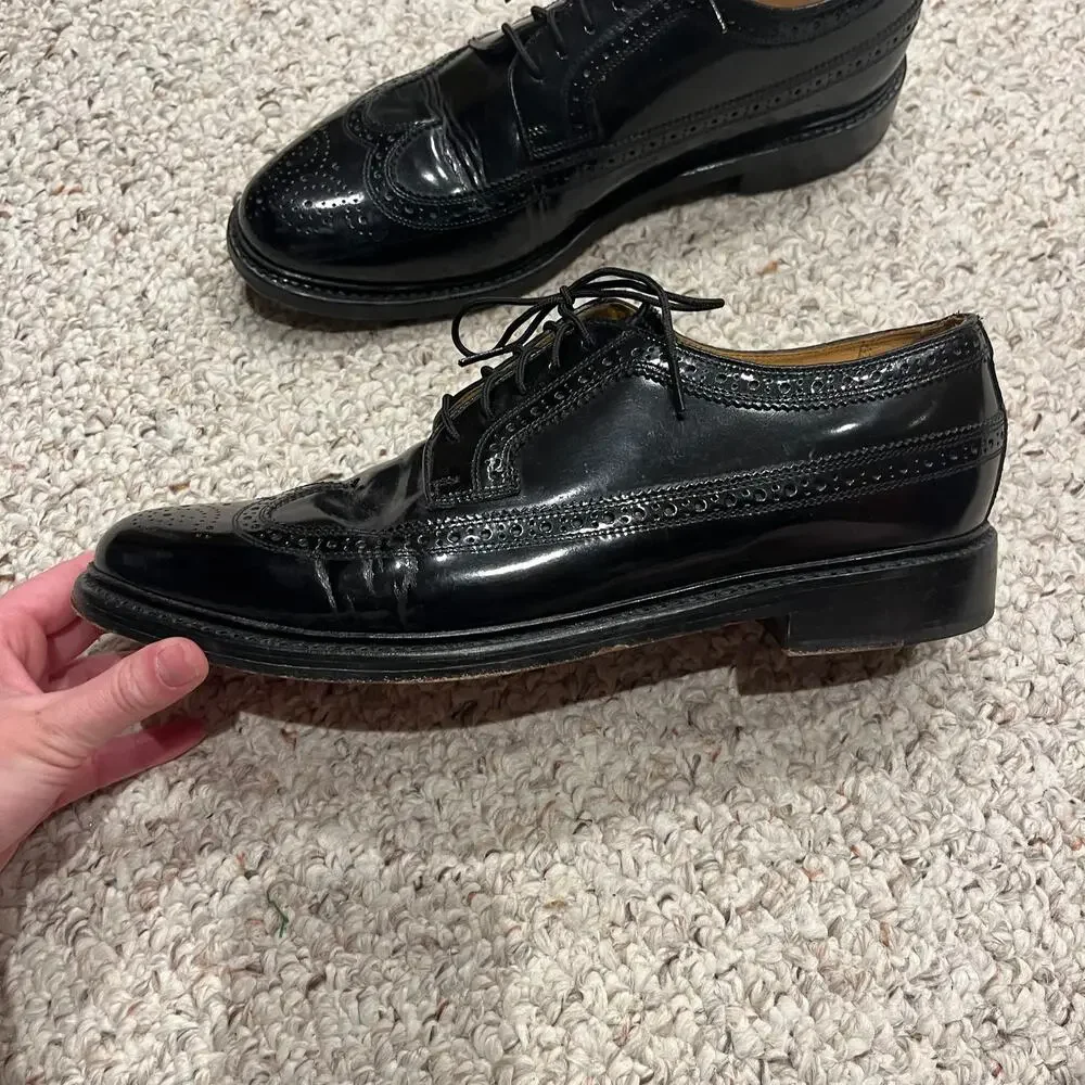 Florsheim Kenmoor Wingtip Oxford Shoes Mens 10.5 Black Classic Formal Casual